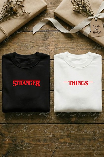 Stranger Things Printed Unisex Oversized Crew Neck Sweatshirt Lover Couple Combination (Set of 2)