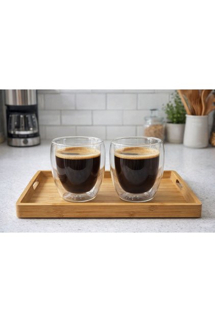 Luna 2 adet 300ml Kulpsuz Çift Cidarlı Espresso Kahve Latte Bardağı