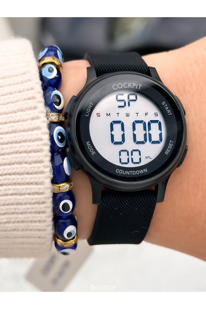 Boy's Watch-In Gift Package-Digital Sports-Black Silicone Cord-Pool Sea Suitable + Bracelet