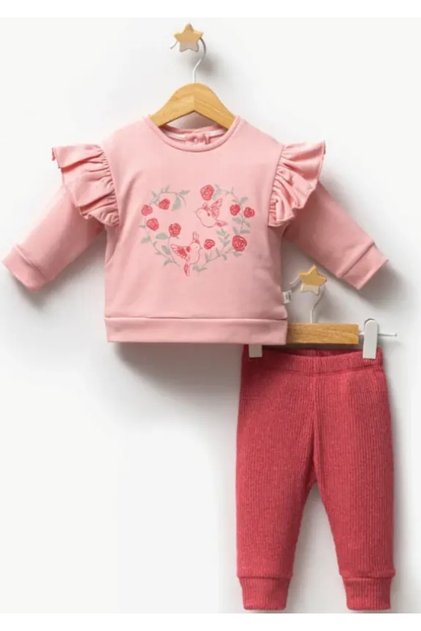 6-9-12-18-24 Months Floral Ruffled Sleeve Stylish Baby Girl 2-Piece Set