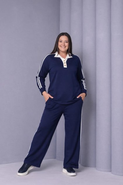طقم رياضي نسائي كاجوال بمقاسات كبيرة مع جيوب