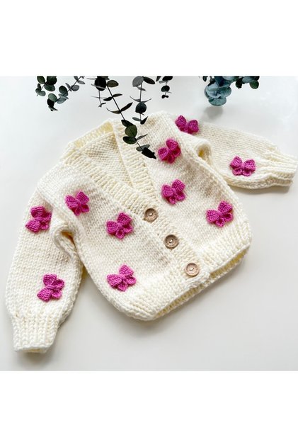 Bow Cardigan / Girls' Cardigan / Knitted Cardigan