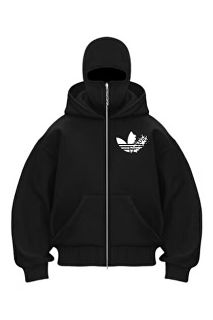 LOTS MODA Kar Maskeli Ninja Unisex Sweatshirt Hırka 2iplik kalın