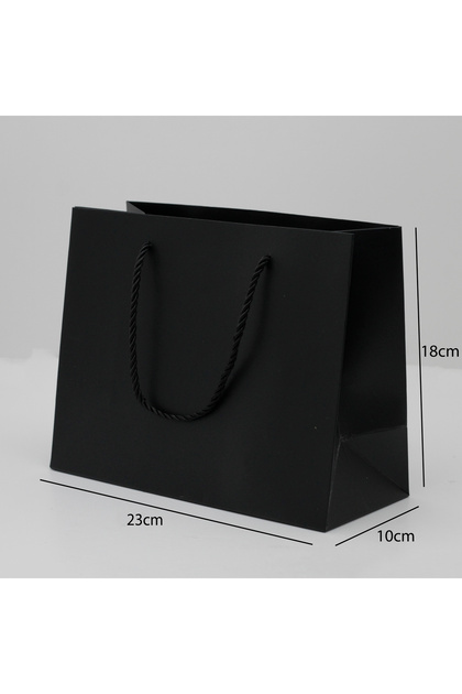 12 pieces of black paper bags, dimensions 23×10×18 cm