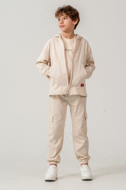 My Little One's Cicileri İmagine K Cargo Pocket I Cotton 3-Piece Boy's Set - Cream