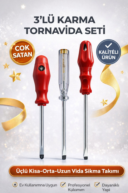 Bul-Max 3'lü Set | Yıldız Tornavida + Düz Tornavida + Kontrol