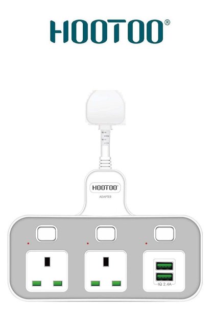 مقبس تمديد بقوة 3000 واط متعدد، مخرجين كهرباء مقابس تيار متردد و منفذين شحن يو اس بي (USB)