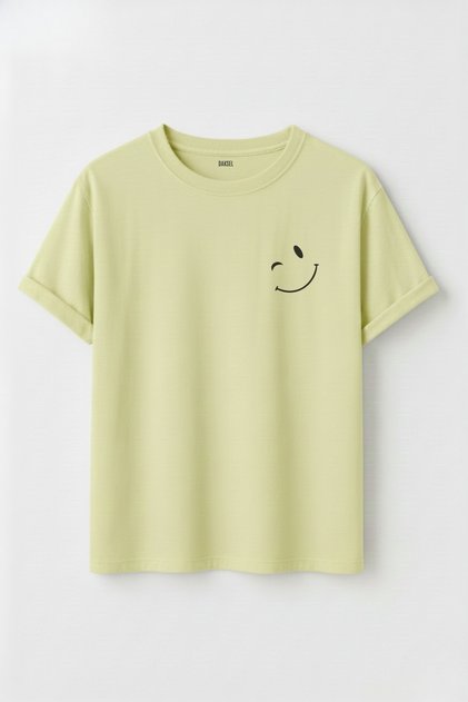 Women's Smile Emoji Printed Multicolor Oversized T-Shirt