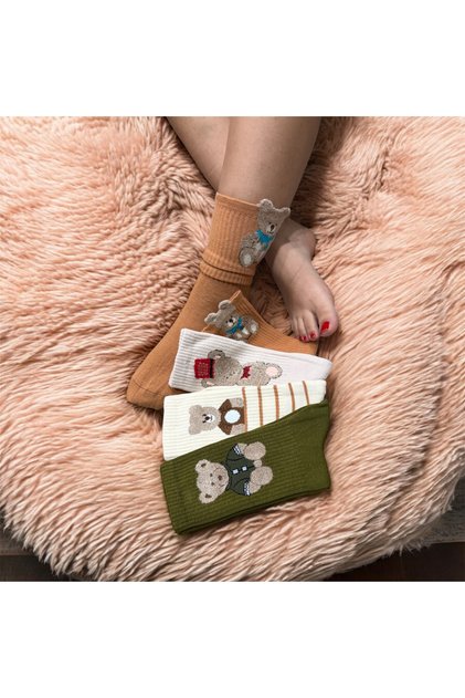 Teddy Bear Socks 4-Pack