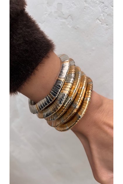 5-Piece Gold&Silver Elastic Brand Model Bracelet Set