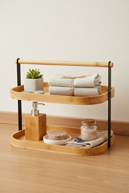 小物 sapeur UTILITY HOLDER Suo Home 2 Katlı Bambu Stand / Sunumluk / Çok Amaçlı Organizer