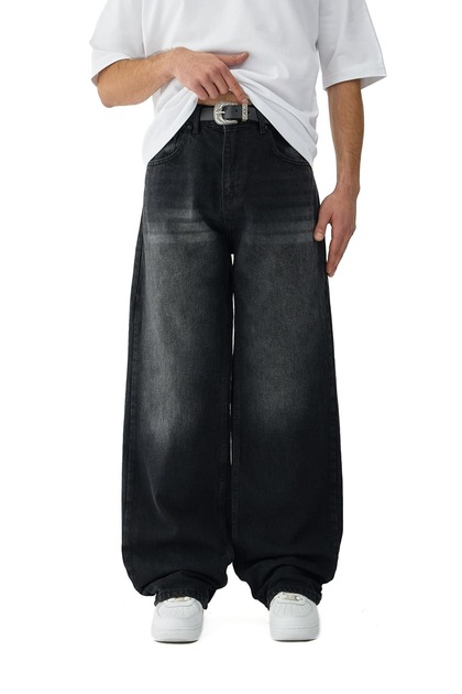 Çizgili Yıkama Detay Urban Baggy Fit Jean