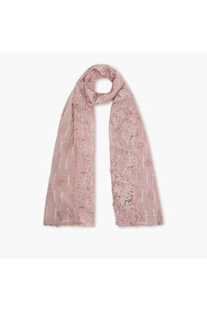 Embellished Floral Lace Scarf