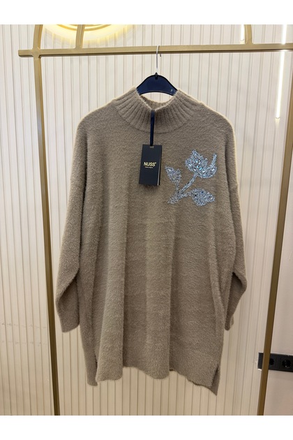 Angora Tunik FÜME Ön;80 Arka;85 cm