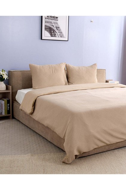 Beige 3-Piece Jacquard Duvet Cover Set with Pillowcases (KING SIZE)