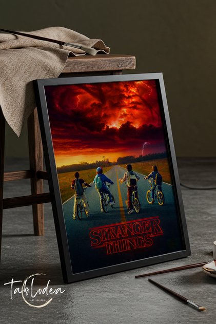 Poster înrămat Stranger Things, Tablou cu personaje din serialul Stranger Things, Decor de perete TD Stranger Things