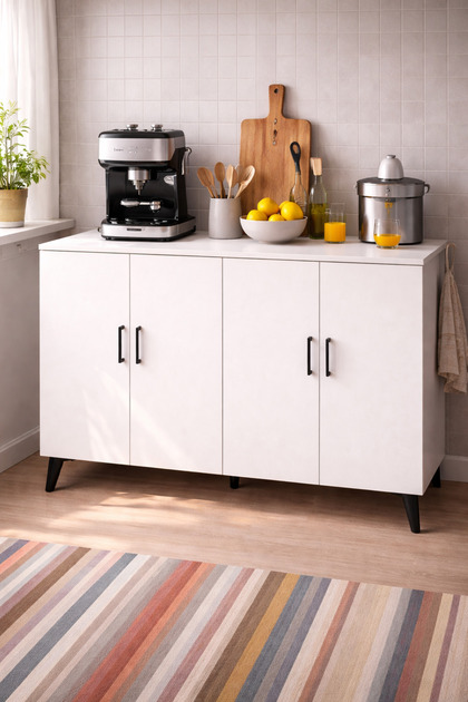 4 kapaklı Çok Amaçlı Dolap ( Derinlik 47 cm ) Kahve Köşesi Dolabı ( 120 cm ) BKDM005