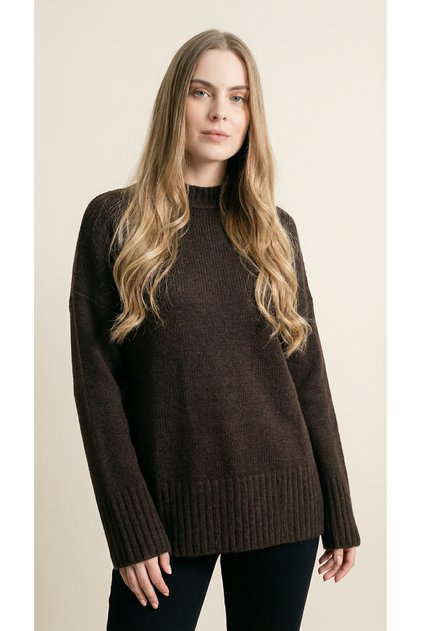 Brown Oversized Women's Knitwear Sweater