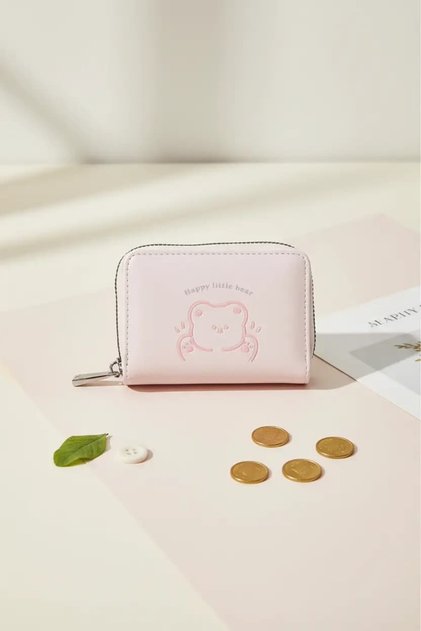 Lisanslı Little Bear Serisi Fermuarlı Mini Bozuk Para Çantası Pembe 11 Cm