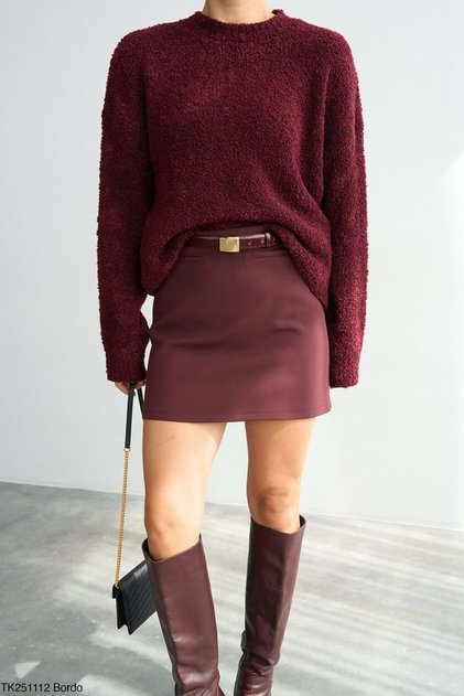 Burgundy Knitwear Buklet Sweater Standard Size - Burgundy - Standard