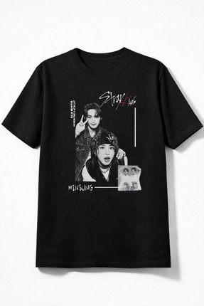 barsdepo Stray kids Han volcano Baskılı Tişört, Oversize Unisex