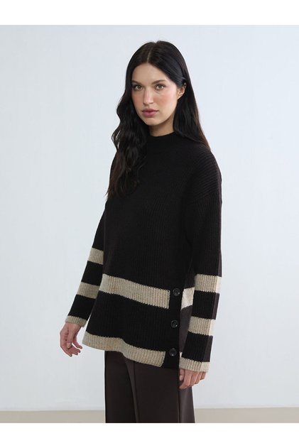 Esvab • Modern & Distinctive Half Fisherman Roba Collar Women's Knitwear Tunic