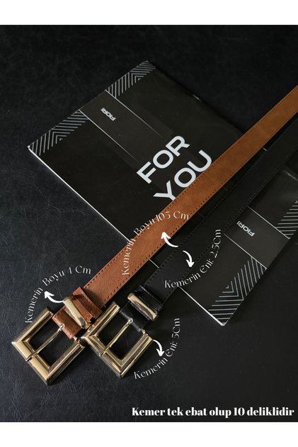 2-Piece Gold Square Buckle Bridge Belt for Women, Trouser Belt, Jacket Belt, Dress Belt