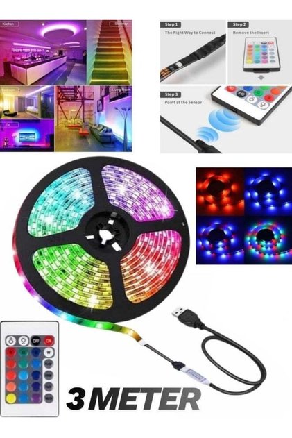 شريط إضاءة LED مقاوم للماء بطول 3 أمتار