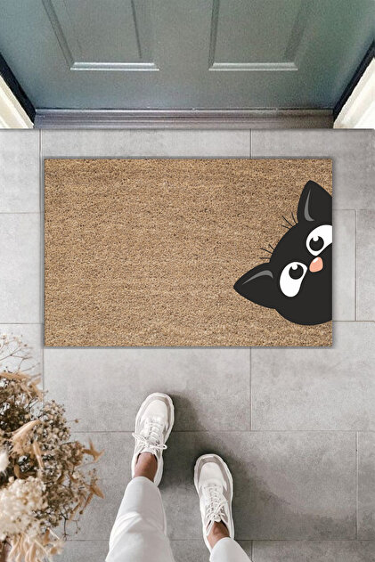 Modern Digital Printing Doormat - Side Facing Cat - Front Door Mat 70X45Cm