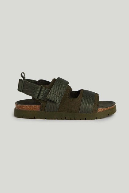 Khaki Double-Strap Sandals