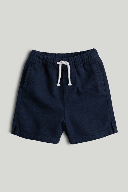 Navy Linen Blend Shorts