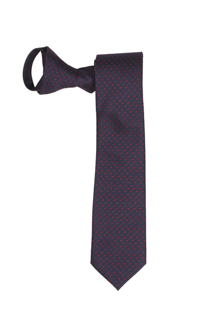 Dark Blue Red Mini-Polka Dots Zippered Tie