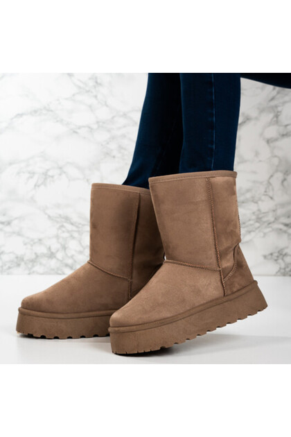 Cizme tip UG Imblanite din Piele Ecologica Intoarsa PREMIUM Khaki Ania