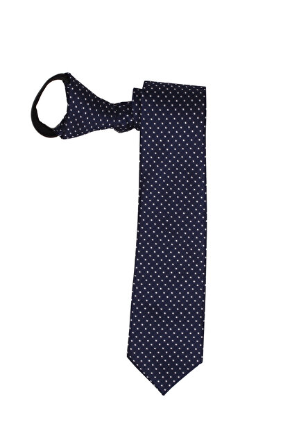 Dark Blue White Mini Porket Zippered Tie