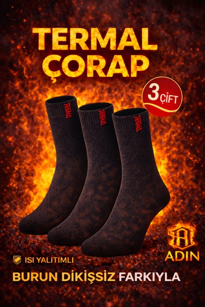 Thick Winter Socks Thermal Socks, Women and Men, 3-Pack, Anthracite (Toe Stitch-Free)