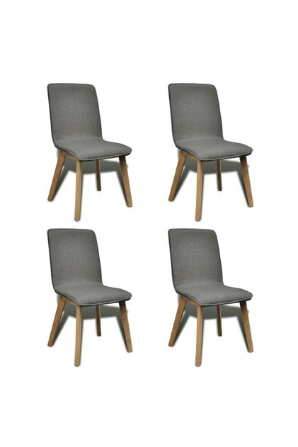 Oak Indoor Fabric Dining Chair Set 4 pcs Dark Grey