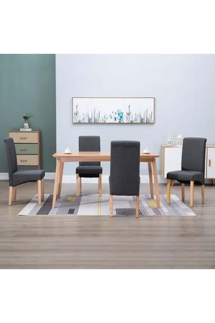 Dining Chairs 4 pcs Grey Fabric