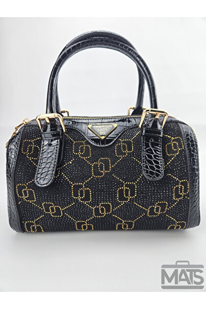Patent Leather Crocodile Stone Embroidered Hand and Shoulder Bag