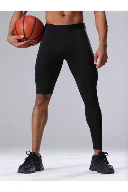 BASKETBOL FUTBOL GYM SİYAH TEK BACAK TAYT-FİTNESS & KOŞU SİYAH TEK BACAK TAYT