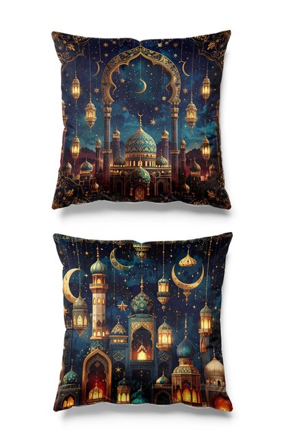 Double Sided Printed Set of 2 Suede Throw Pillow Covers - Ramazan Safir - Ramadan Kareem