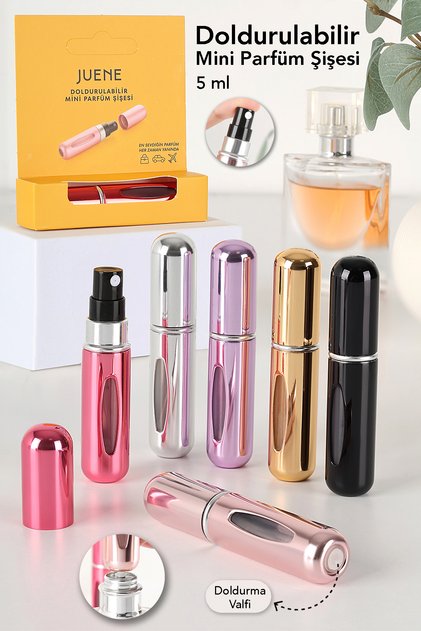 Pembe Taşınabilir Mini Cep Parfüm Şişesi 5ML / Kolay Kullanım & Yeniden Doldurulabilir