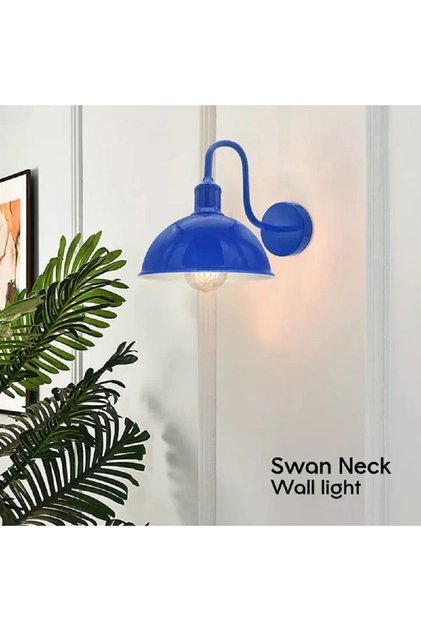 Vintage, Rustic, Retro Dark Blue Metal Wall Sconce for Hotel, Cafe, Rooms Hat Diameter: 23cm