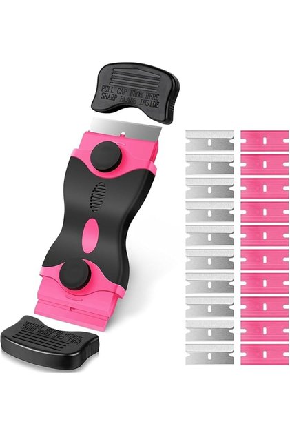 Razor Scraper 2-in-1 Squeegee Tool with 10PCS Metal Blades and 10PCS Plastic Blades, Multi-Purpose