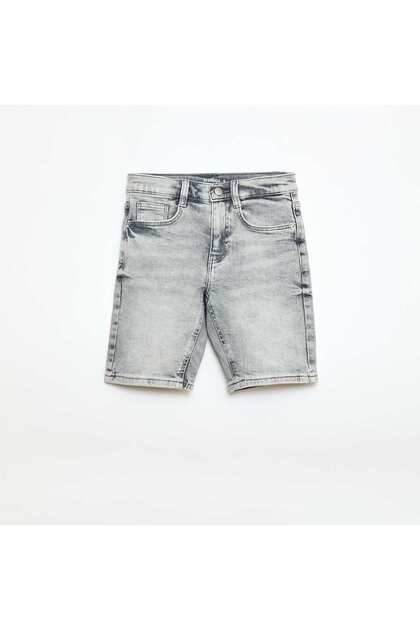 Slim denim Bermuda shorts GREY
