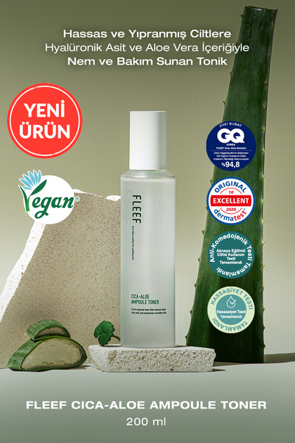 Tonic Fleef Cica-Aloe Ampoule Toner That Provides Moisture and Gentle Care for Sensitive Skin.