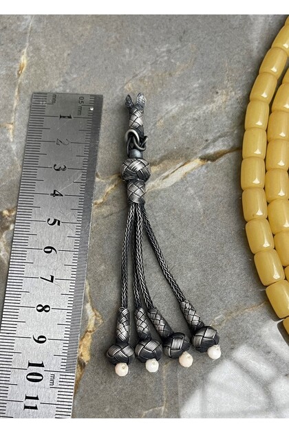 Pure Silver Handmade Trabzon Kazaziyesi Colorful Beaded Quadruple Prayer Beads with Tassel