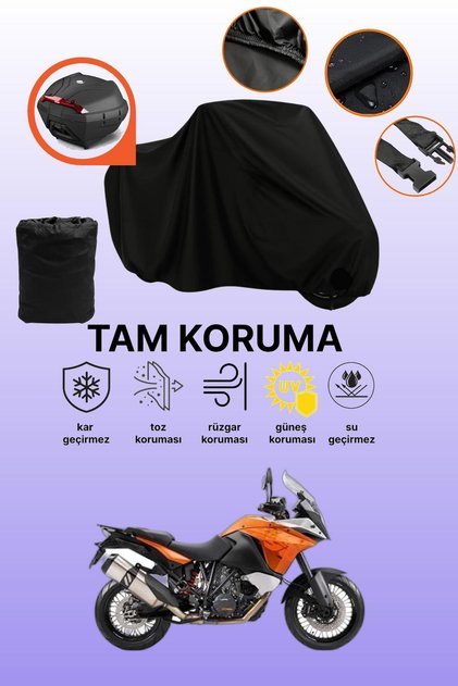 Black Rear Bag Compatible with Ktm 1190 Adventure Compatible Motorcycle Tarpaulin