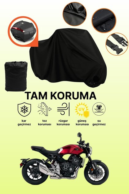Black Rear Bag Compatible with Honda Cb 1000 R Compatible Motorcycle Tarpaulin