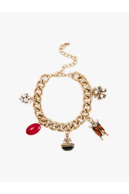 Ladybug Detailed Dangling Chain Bracelet
