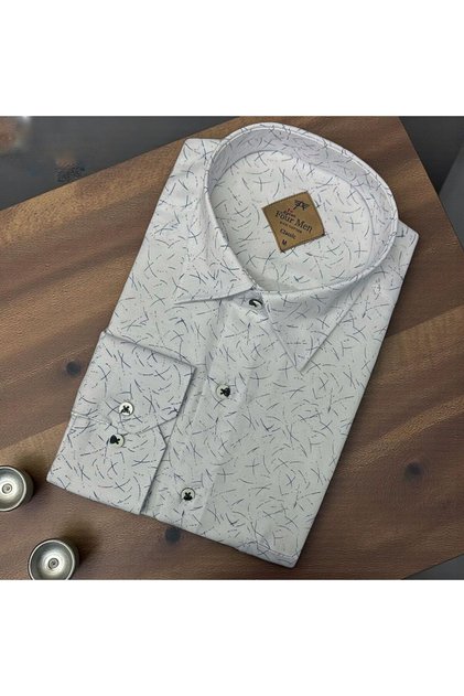 Men's Classic Wide Cut Patterned Long Sleeve Shirt